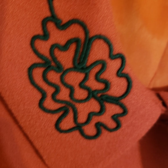 Bright Red with Black Floral Vintage Wool Coat - Picture 5 of 7